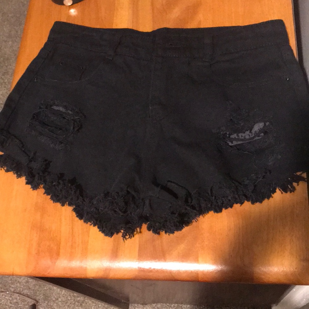 black jean shorts